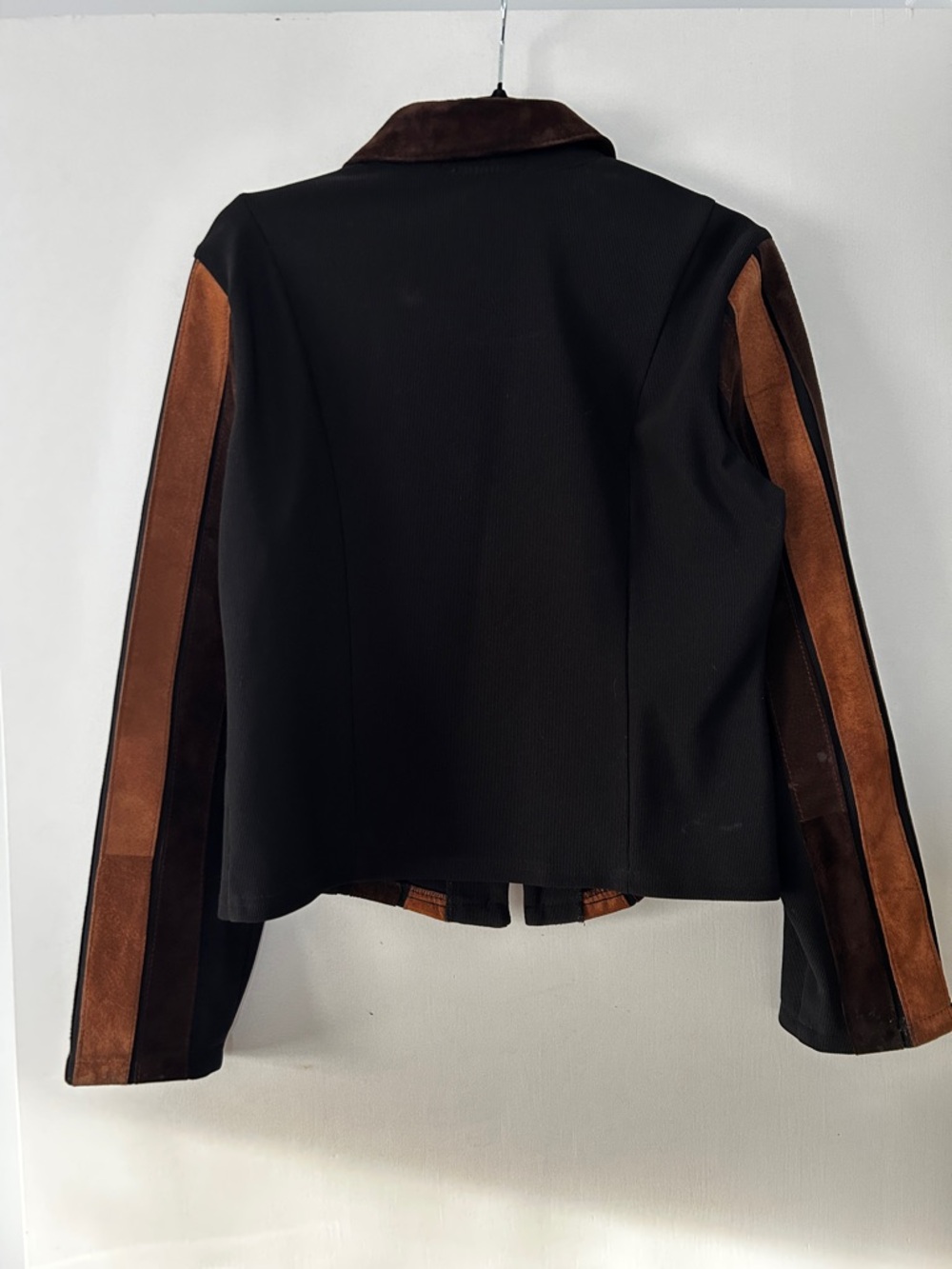 VINTAGE Y2K Genuine Suede Stripe Matching Set Large Flare Boho Desert City Chic - Picture 3 of 10